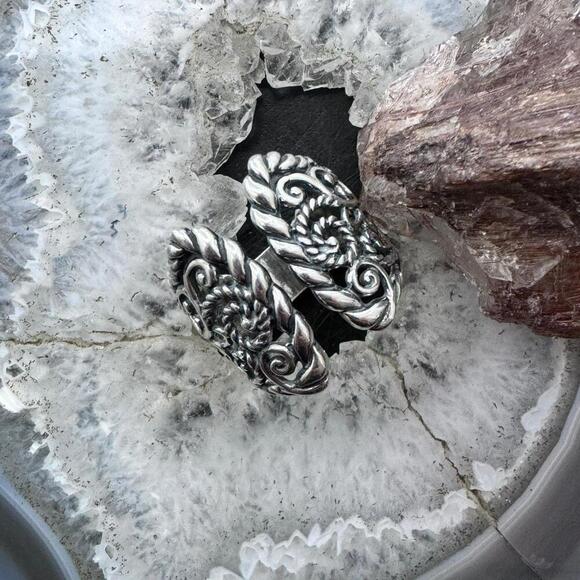 Carolyn Pollack Sterling Silver Decorated Engraved Adjustable Ring S 9 For Women - Picture 2 of 10